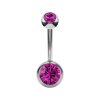 32495 titanovy piercing bananek s krystaly magenta
