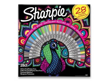 2449 permanentni popisovac sharpie fine ultra fine peacock sada 28 barev