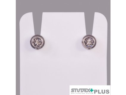 Náušnice pro piercing April Crystal Studex Plus 12 párů - stříbrná barva