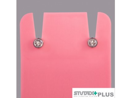 Mini náušnice pro piercing April Crystal Studex Plus 12 párů - stříbrná barva