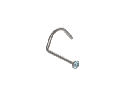 Piranha Nose Polished Titanium with Stone_lightblue