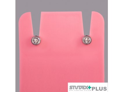 Mini Piercing Ohrringe  April Crystal Studex Plus 12 Paare - silber