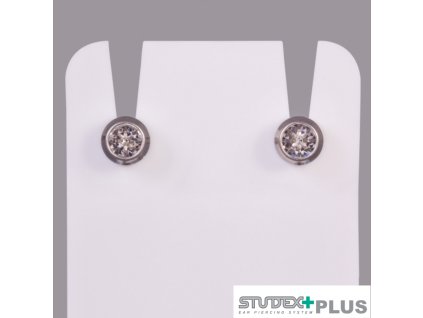 Piercing Ohrringe April Crystal Studex Plus 12 Paare - silber