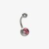 33608 ocelovy piercing bananek s ruzovym krystalem 1 6 x 12mm 10ks