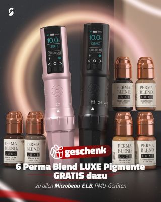 Eine Maschine für Augenbrauen, Lippen und Lidstriche, und dazu gibt es jetzt ein Set aus sechs Perma Blend LUXE Pigmenten...