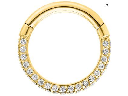 Ring piercing Wildcat 3-Sided Multicrystal Clicker Gold