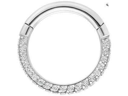 Kruisvormige piercing Wildcat 3-Sided Multicrystal Clicker Zilver