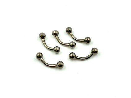 Titanium piercing gebogen Barbell 5 stuks - 1,2x6x3mm