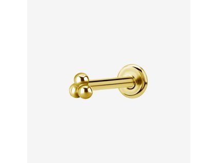 Piranha stalen labret met drie microballetjes 1,2 × 8 mm