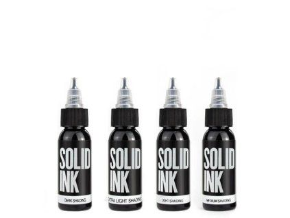 Vaste Inkt Set Zwart Label Grijs Wassing 4x30ml