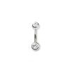 Stalen piercing banaan met kristal 1,6 x 12 mm - 10 stuks