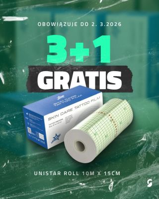 💚 3+1 GRATIS UNISTAR folia gojąca! Przezroczysta, oddychająca i wodoodporna folia do ochrony świeżego tatuażu. Tworzy...