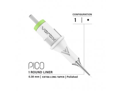 Vertix Pico Needle Cartridge 1 Round Liner 0.38mm extraLong Taper