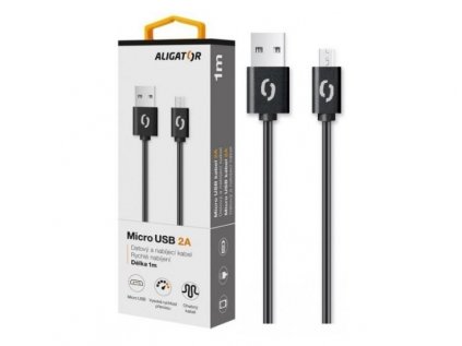 Kabel datový - ALIGATOR 2A micro USB černá