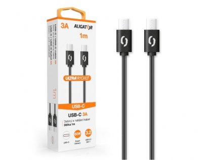 Kabel datový - ALIGATOR Power 3A USB-C/USB-C černá