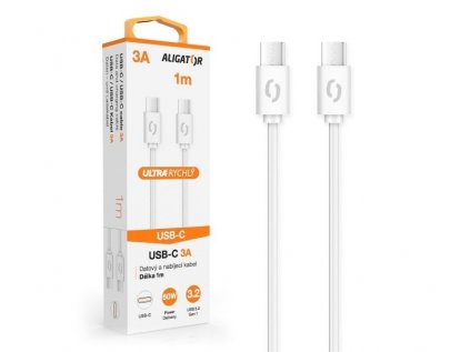 Kabel datový - ALIGATOR Power 3A USB-C/USB-C bílá