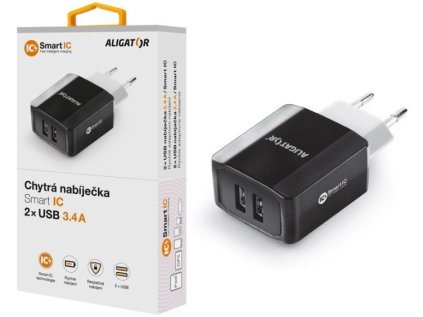 Napaječ cestovní - ALIGATOR 2xUSB 3,4A smart IC černá_1