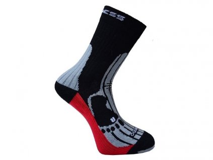 Trekové ponožky PROGRESS Merino černá-šedá-červená