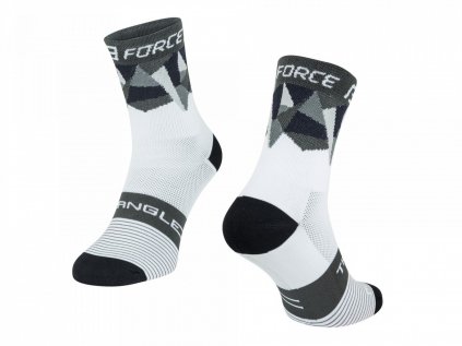 Cyklo ponožky FORCE Triangle bílá-šedá-černá