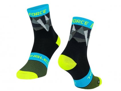 Cyklo ponožky FORCE Triangle černá-fluo-modrá