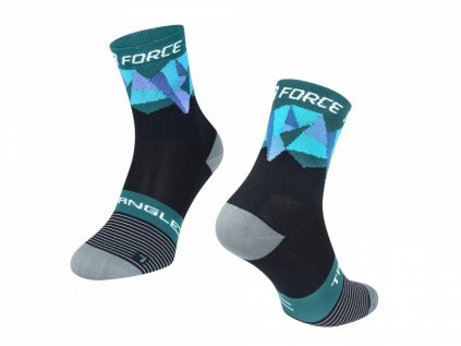 Cyklo ponožky FORCE Triangle černá-tyrkysová