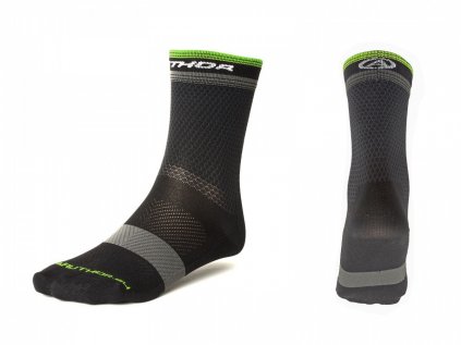 Cyklo ponožky AUTHOR Stripe X0 černá-šedá-žlutá neon