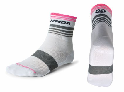 Cyklo ponožky AUTHOR ProLite X0 bílá-šedá-růžová neon