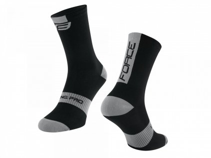 Cyklo ponožky FORCE Long Pro černá-šedá