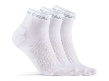 Cyklo ponožky CRAFT Core Dry Mid 3-pack bílá