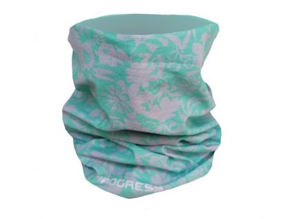 Multifunkční šátek PROGRESS Tube (tubus) mint-šedá floral