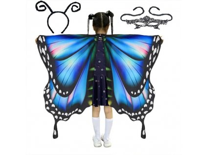 Kostým motýlí křídla,  dětský - sada se škraboškou a čelenkou 136 × 108cm