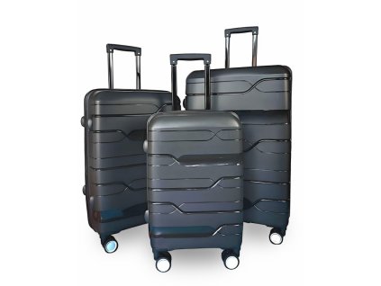 Sada 3 cestovních kufrů LAMER, S, M, L, černá, PP