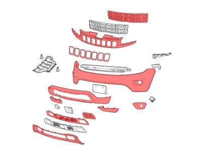 JEEP GRAND CHEROKEE IV WK2 2014-2017 PO FACELIFTU KOMPLETNÍ PŘEDNÍ NÁRAZNÍK BEZ PDC S MŘÍŽKOU 1WL27TZZAC