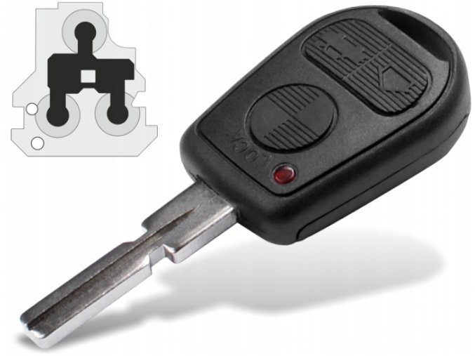 Náhradní obal klíče 3-tlačítkový, BMW 3 E36 E46 5 E39 7 E38 (HU58)