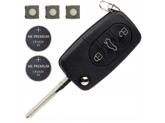 Náhradní obal klíče 3-tlačítkový AUDI (HU66) + Baterie