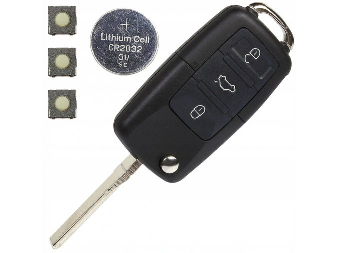 Náhradní obal klíče 3-tlačítkový, VW ŠKODA SEAT (HU66) + Baterie