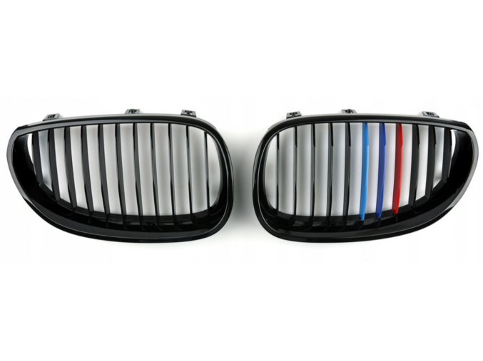 Přední maska, ledvinky, mřížky BMW 5 E60 (03-) trikolora ///M - sada L+P