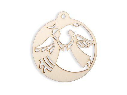 Holzanhänger 2 Engelchen 63 mm