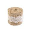 Juteband mit Spitze, 2 m Rolle