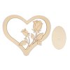 Wooden heart with rose, unpainted