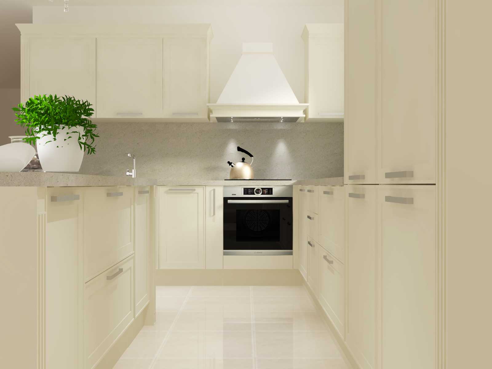 Kuchyňa MONTECARLO s jedálenským stolom FRANCESCO a modernou komodou MADISON