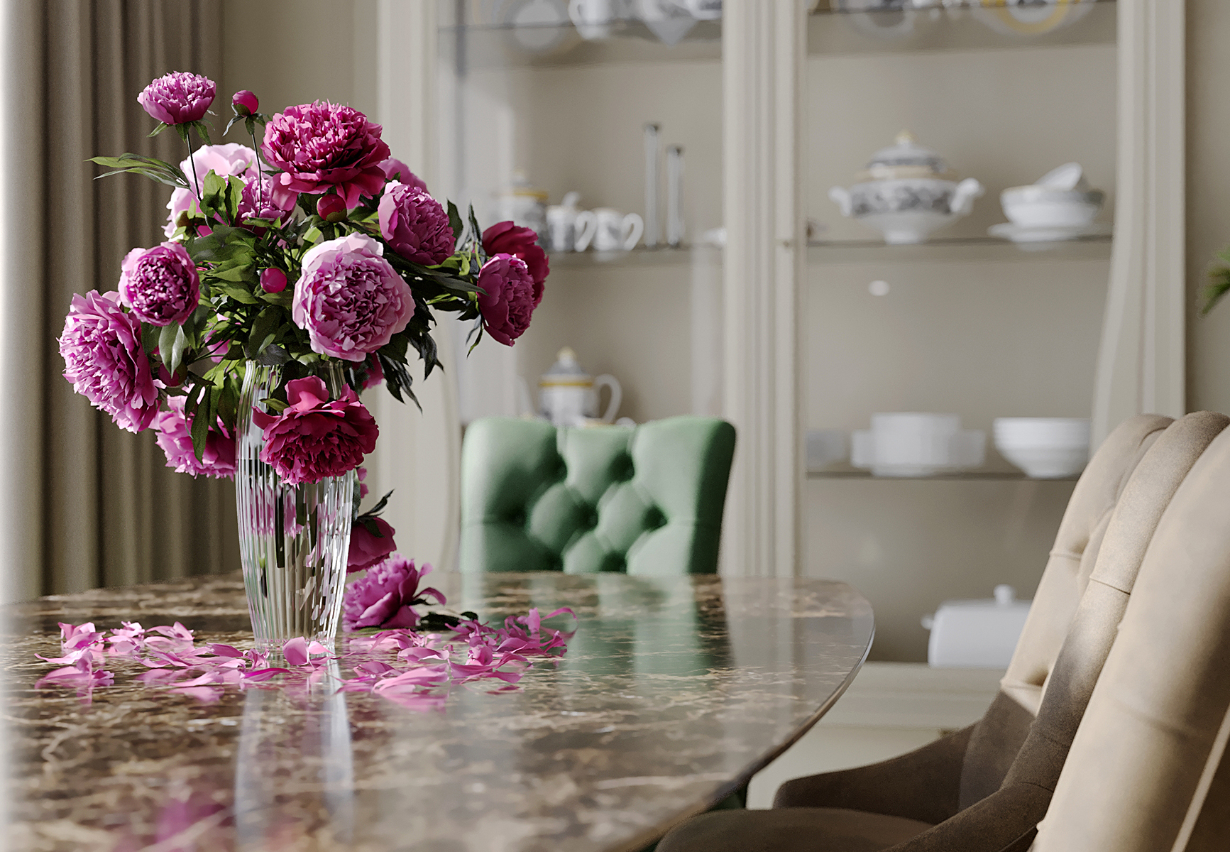 Návrh a vizualizácia kuchynskej a jedálenskej časti rodinného domu