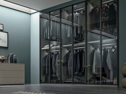 Moderný šatník s hliníkovým rámom METROPOLIS s LED osvetlením
