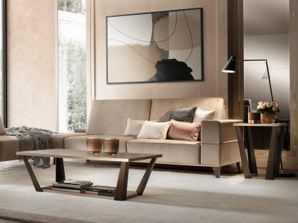 Exkluzívna moderná sedacia súprava s taburetkou AMBRA