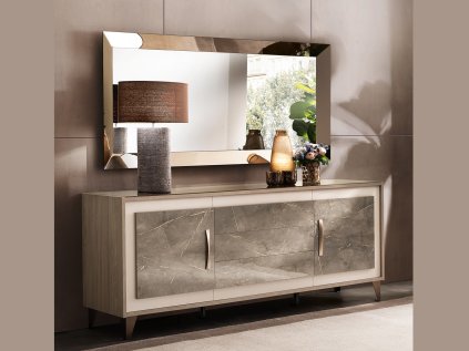 Exkluzívna moderná komoda/príborník so zrkadlom AMBRA