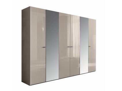 CLAIRE Šatníková skriňa 6dverová s 2 zrkadlami