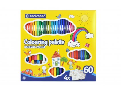 158 sada fixu pastelek a omalovanek colouring palette centropen 9396 sada 60 ks