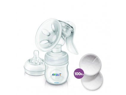 PHILIPS AVENT Odsávačka mlieka Natural + prsné vložky 100 ks