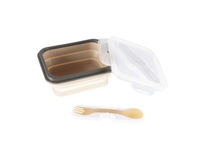 Zopa Silikónový box na občerstvenie s príborom malý, Sand Beige