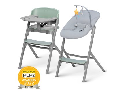 KINDERKRAFT SELECT Set jedálenská stolička Livy Olive Green + lehátko Calmee, Premium